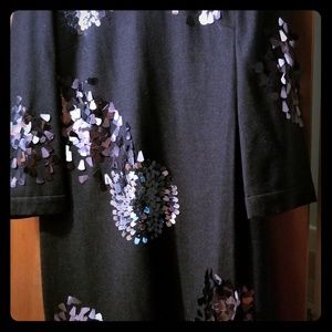 Grey Wool Blend Shift Dress